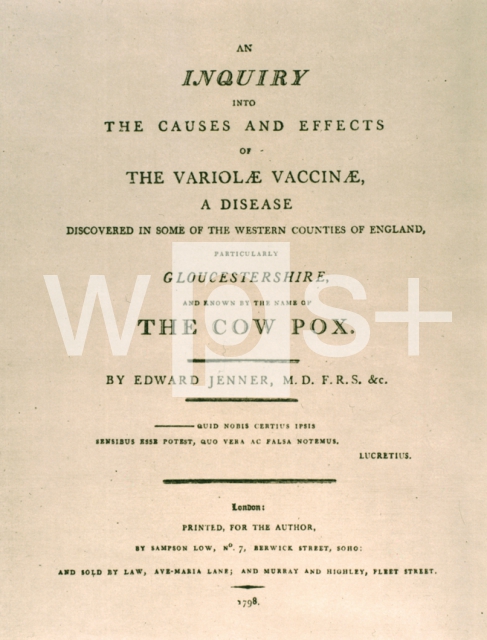 ｜ジェンナー著「牛痘の原因と効果に関する研究」の扉ページ