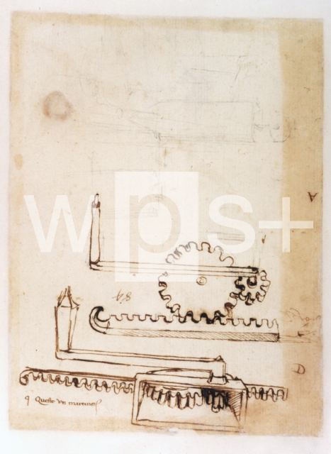 LEONARDO DA VINCI｜ダ・ヴィンチの自筆原稿「歯車（ギア）の説明図」