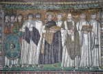 BYZANTINE ART｜ラヴェンナの大司教マクシミアヌスを伴う皇帝ユスティニアヌス1世