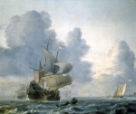 VAN DE VELDE Willem｜風に乗る軍艦と小舟