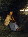 MILLET Jean-François｜編物をする人、あるいは座っている羊飼いの少女、編物