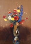 REDON Odilon｜長い首の花瓶の野花