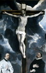 EL GRECO (Doménikos Theotokópoulos)｜二人の寄進者に礼拝される十字架のキリスト