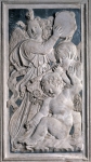 AGOSTINO DI DUCCIO｜タンバリンとファイフを吹く二人の天使とバラを持つプント