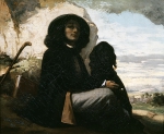 COURBET Gustave｜画家の肖像、あるいは黒い犬をつれたクールベ