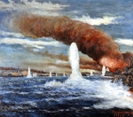 ｜1905年5月27日、日本海海戦に於いて対馬海峡で撃沈される戦艦スボロフ