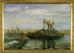 ｜鎮海港（中国）にうかぶ戦艦「三笠」、1905年4月17日