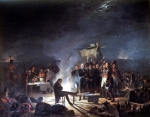 ROEHN Adolphe Eugene Gabriel｜ヴァグラムの戦いで野営するナポレオン、1809年7月5日から6日にかけての夜