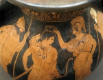 ｜女神アテネが月桂樹の冠をヘラクレスに捧げている