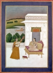 MUGHAL School of｜サロッド（北インドの弦楽器）の音楽を聞いてる薔薇を持つ貴婦人
