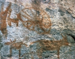｜ブッシュマン（サン人）の神モデマのシンボルを表す岩面画