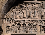 ｜サント＝フォワ修道院の西正面扉口のティンパヌム「最後の審判」（部分：天国）