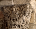 ｜サン・ブノワ・シュル・ロワール修道院の玄関の柱頭「エジプトへの脱出」