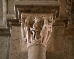 ｜サント＝マドレーヌ大聖堂のナルテックスの柱頭「聖ベネディクトを誘惑しようと女性を見せる悪魔」