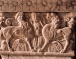 ｜セラボヌ小修道院のトリビューン第2柱の柱頭「ケンタウルスとライオン」