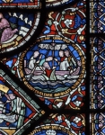 ｜カンタベリー大聖堂の聖堂コロナのステンドグラス「ヨナを呑む大魚」