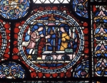 ｜カンタベリー大聖堂の聖堂コロナのステンドグラス「聖トーマス・ベケットの聖堂で祈る巡礼者」