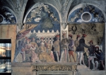 MANTEGNA Andrea｜パラッツォ・ドゥカーレのカステッロ・ディ・サン・ジョルジョの「新婚夫婦の間」の北壁「ゴンザーガ家の宮廷」