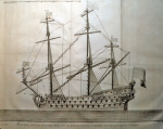 DIDEROT Denis & D’ALEMBERT Jean Le Rond｜海洋：第1級船と帆桁並びに主な網具（百科全書より）